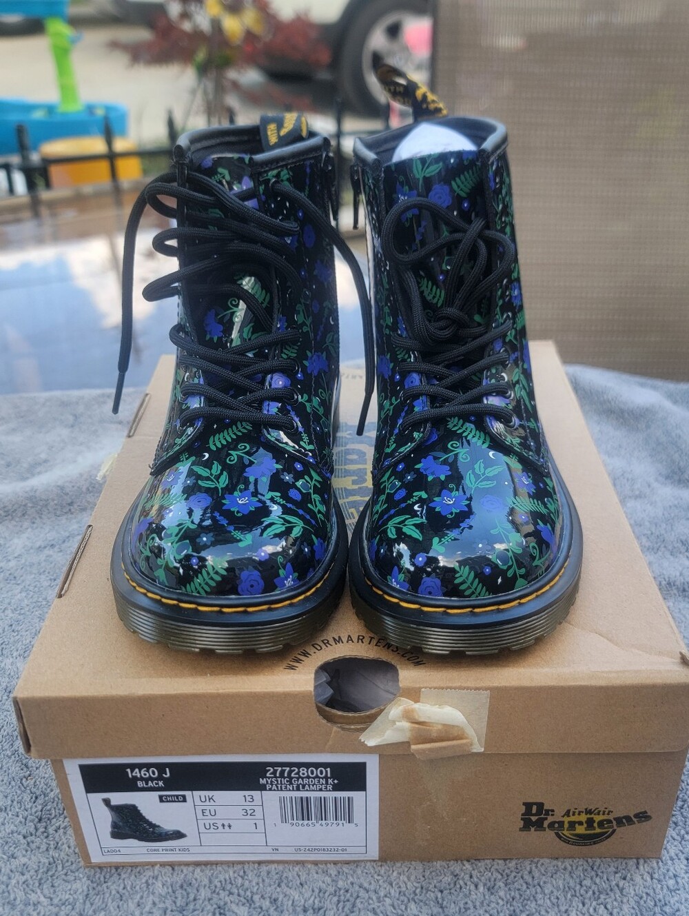 NIB Dr. Martens 1460 J Mystic Garden Floral Patent Boots – Kids US 1